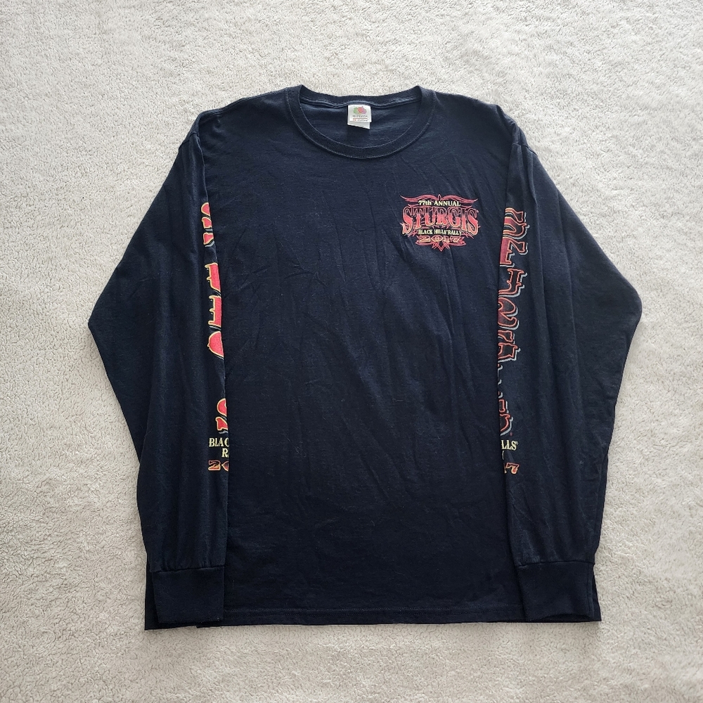 Sturgis 77th Annual Black Hills Rally 2017 Long-Sleeve Shirt, Men's Large, Black